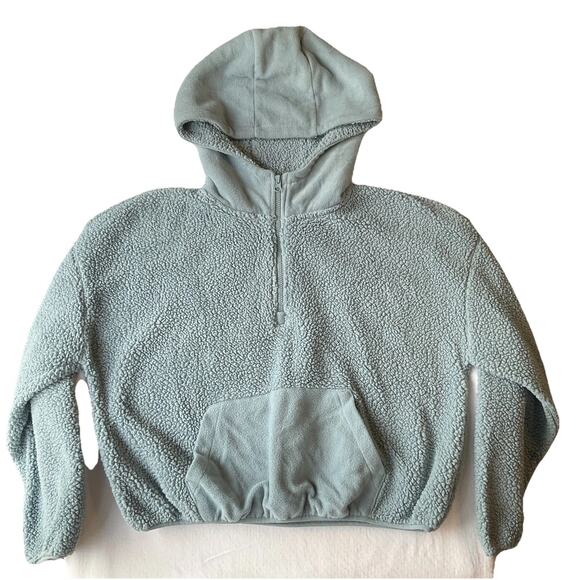 Hippie Rose Women Hoodie Size XL Light Blue Fleece Long Sleeve Pullover Half Zip - Picture 1 of 9